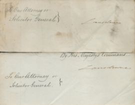 Lord Lansdowne - 3rd Marquess clipped signature pieces. 2 in total. Good Condition. All autographs