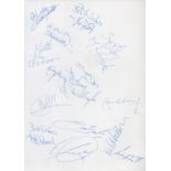 Southampton FC multi signed A4 Sheet from 1992-93. Signatures such as Le Tissier, Monkou, Flowers,