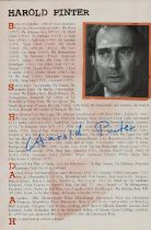 Harold Pinter, CH CBE signed Theatre bio Approx. 9.5x6.25 Inch. Was a British playwright,
