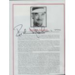 Richard Johnson signed bio 8.5 x6.50 Inch. Was an English stage and screen actor, writer and