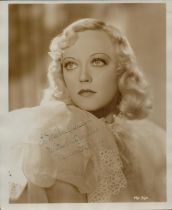 Marion Davies signed Sepia Colour Photo 10x8 Inch. Was an American actress, producer,
