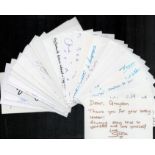 Entertainment. 30 x Collection Signed White Cards Approx. 5x3 Inch. Signatures such as Kate