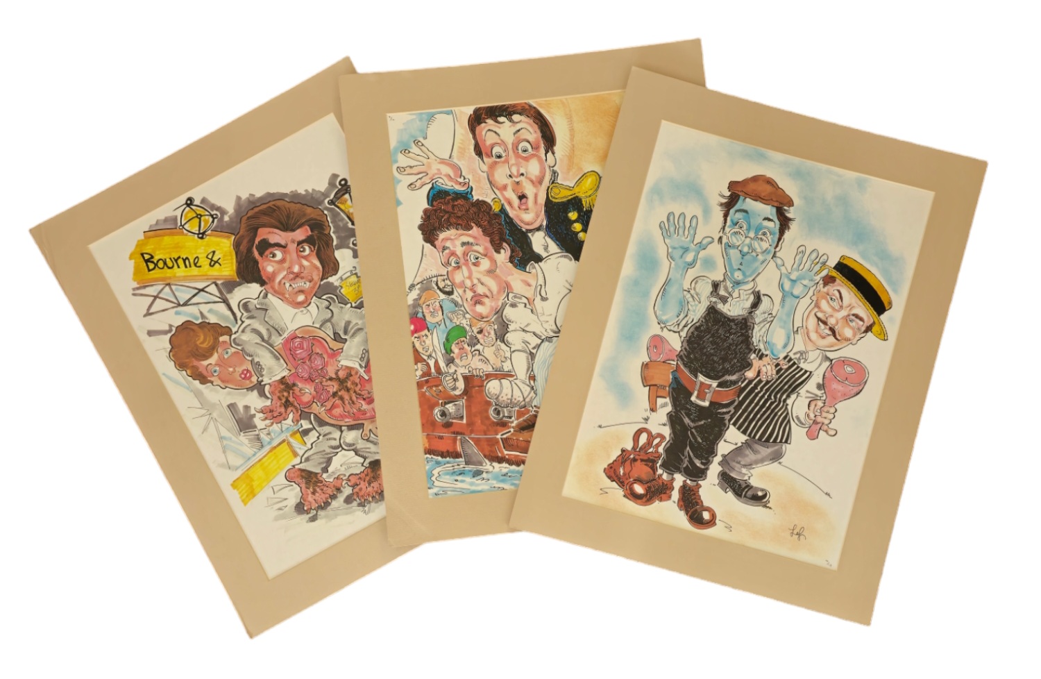Carry On caricature print collection of mounted prints of Carry on Screaming, Carry On Jack and