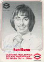 Les Ross signed 8x6inch black and white promo photo. Dedicated. Good Condition. All autographs