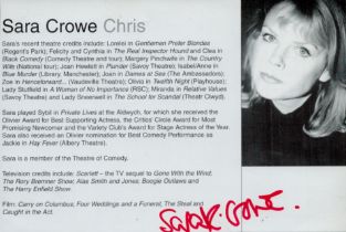 Sara Cowe signed Magazine cut out Bio. 6.5x4.25 Inch. Is a Scottish film and stage actress who