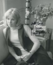 Susan Hampshire, award winning TV and Movie star signed 8x10 B/W sexy photo. Good Condition. All