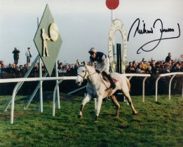 Grand National winning jockey Richard Dunwoody signed colour 8x10 photo pictured winning the King