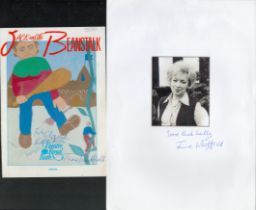 June Whitfield signed theatre flyer with black and white photo on A4 paper. DEDICATED. Good