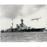 HMS Hood, 8x10 inch B/W photo signed by Ted Briggs who at the time of signing was the last living of