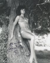 James Bond actress Caroline Munro stunning signed sexy 8x10 inch B/W photo. Good Condition. All