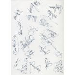 Derby County multi signed A4 Sheet from 1992-93. Signatures such as Martin Taylor, Craig Short,