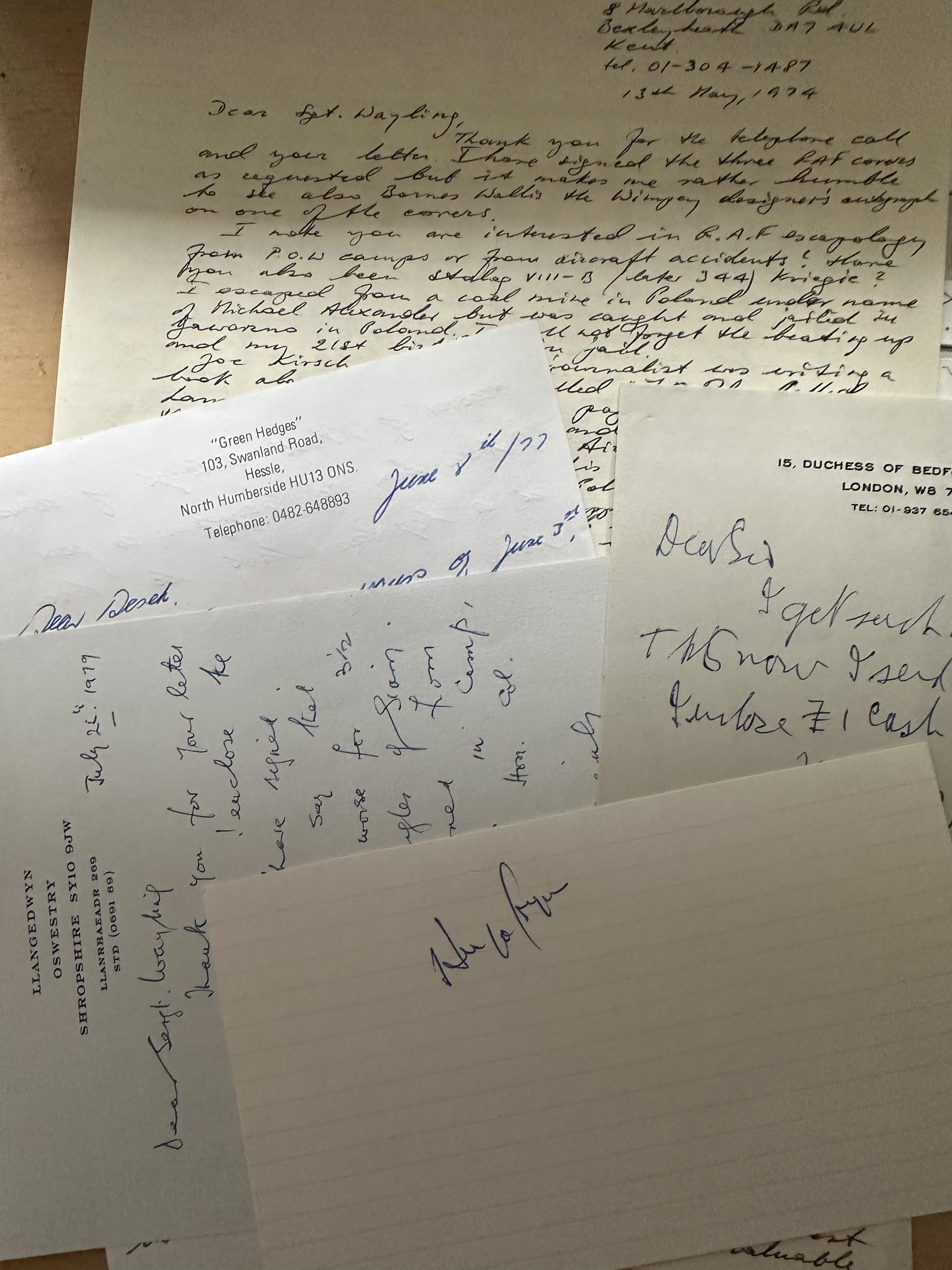 WW2 collection of FIVE letters, mostly handwritten, some typed ALL signed by a veteran of the Second