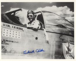 WW2 Flying Tigers ace Chuck Older signed 8x10 B/W photo. Good Condition. All autographs come with