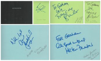 Signed Black Autograph Album Approx. 30 signatures such as Frances Barber. Michael Ball. Clare