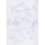 Barnsley 2001-02 multi signed A4 Sheet. Signatures such as Dyer, Ward, Neil, Jones, Regan, Morgan,