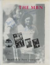 Multi signed Rodney Marsh and George Best Magazine flyer cut out page. Good Condition. All