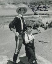 Rio Grande John Wayne US cavalry western 8x10 B/W movie photo signed by John Wayne's son Patrick