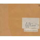 Laurence Olivier, OM signed small signature piece Approx. 2.5x1.5 Inch fixed onto Beige paper