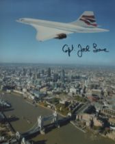 Concorde colour 8x10 inch photo of Concorde over London, signed by former Concorde chief pilot,