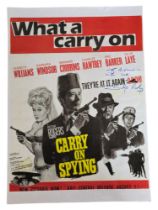 Dilys Laye signed Carry on Spying poster photo 16.5 x12 inch approx. Good Condition. All