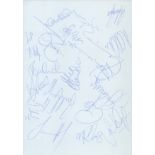 Watford FC multi signed A4 Sheet from 2002-03. Signatures such as Chamberlain, Cox, Hyde,