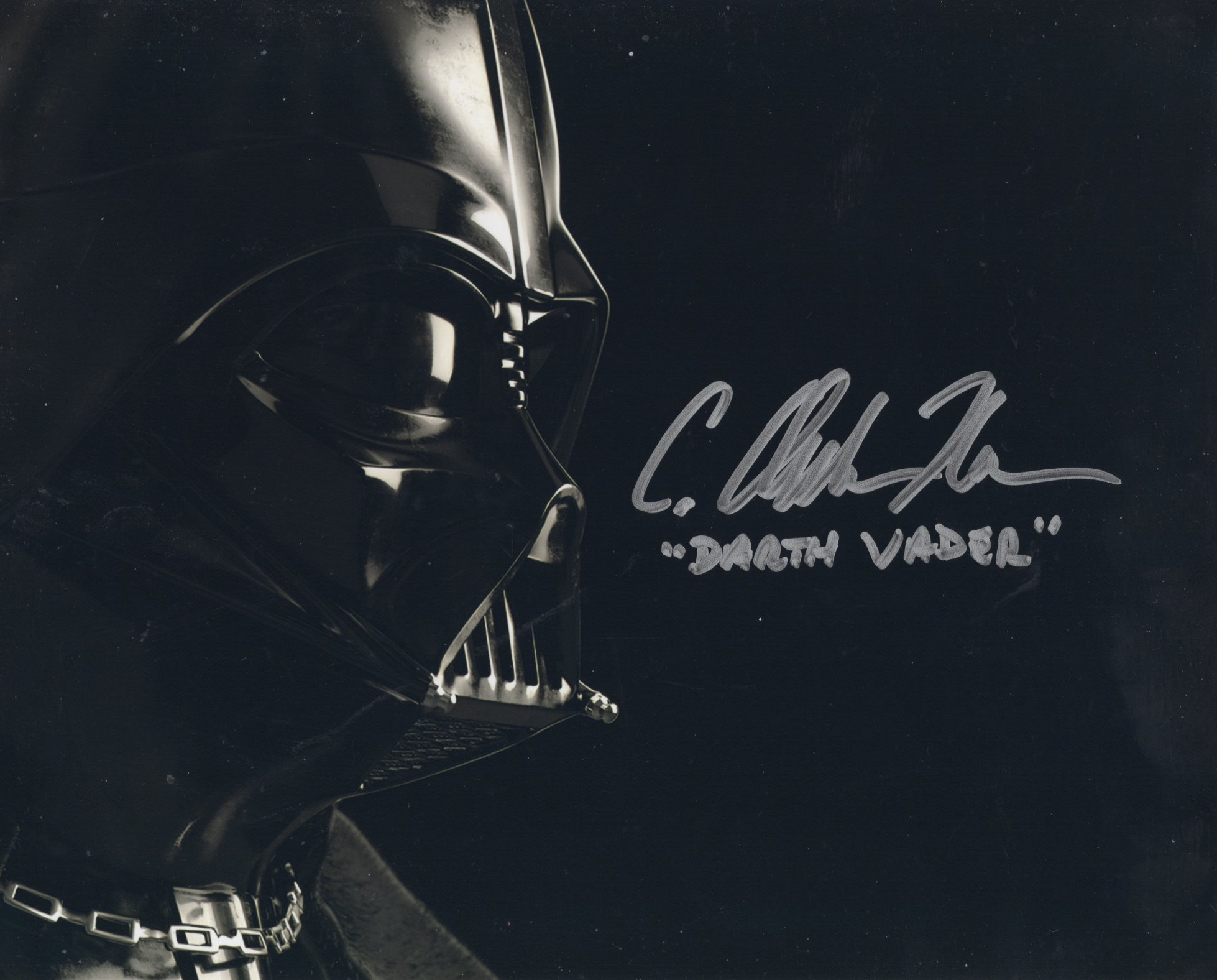 Star Wars The Phantom Menace Darth Vader body double actor C Andrew Nelson signed 8x10 B/W photo.