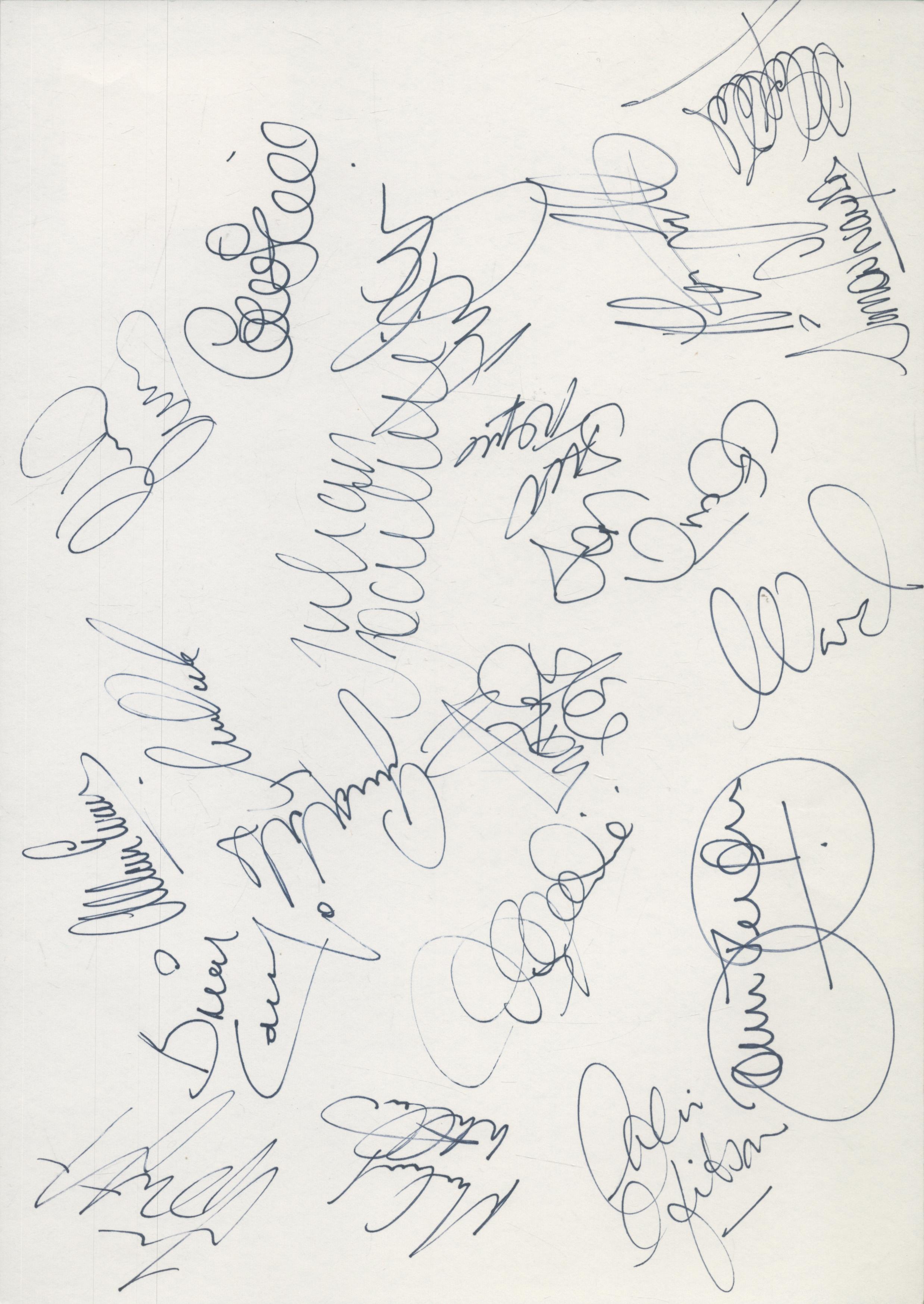 Leicester City FC multi signed A4 Sheet from 1993-94. Signatures such as Lewis, Hill, Gee,