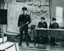 The Dambusters 1954 British war movie 8x10 B/W scene photo signed by the late Richard Todd who