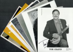 Music Singers. 8 x Collection signed 10x8 Photos signatures such as Tom Chapin. Jody Miller. Jez