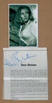 Honor Blackman signed Bio cut out Approx. 7x6 Inch. Plus, unsigned Black and White Photo 6x4 Inch.