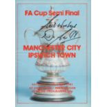 Dave Bennett signed FA Cup Semi Final Programme 1981 Man City V Ipswich Town. Good Condition. All