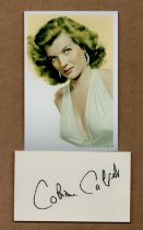 Corinne Calvet signed white card 5x3 Inch plus unsigned colour photo 6x4 Inch. Was a French