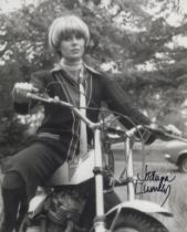 Joanna Lumley as Purdey in the New Avengers signed 8x10 B/W photo. Good Condition. All autographs