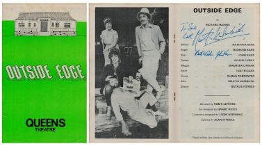 Multi signed Martin Wimbush and John Kane 1979 'Outside Edge Programme'. Include Dr Who John Kane.