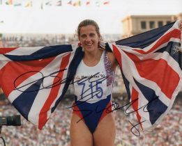 Olympic Gold Medallist (1992 Barcelona Olympics) Sally Gunnell signed 8x10 inc h colour photo.