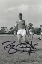 Autographed RAY CRAWFORD 6 x 4 Photo : B/W, depicting Ipswich Town centre-forward RAY CRAWFORD