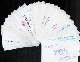 Entertainment. 30 x Collection Signed White Cards Approx. 5x3 Inch. Signatures such as Mathew Horne.