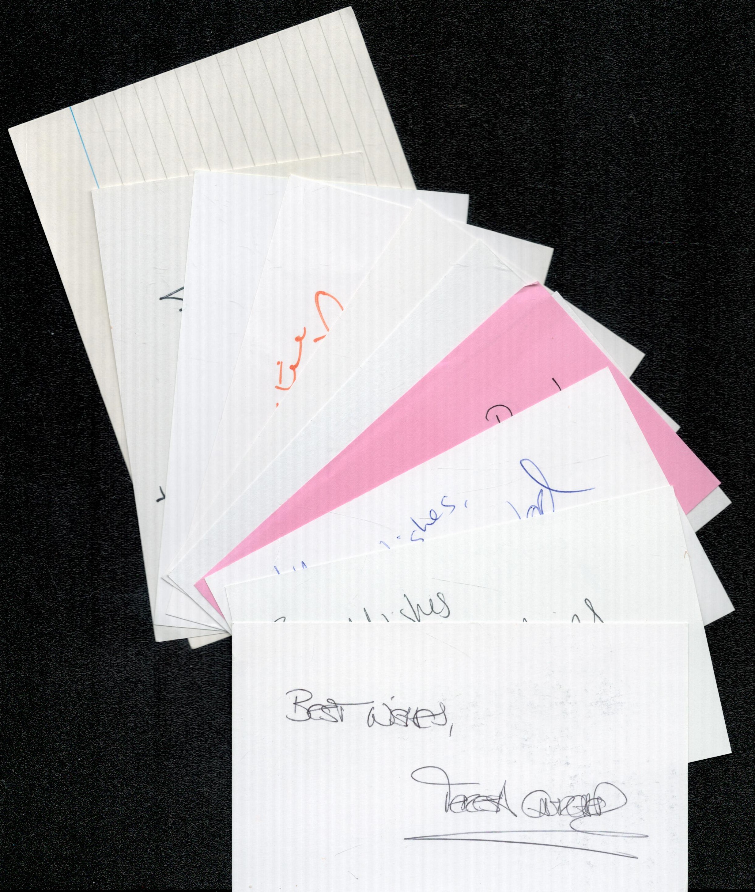 Actresses. 10 x Collection of signed White Cards/Index Card Approx. 5x3 Inch/6x4 Inch. Signatures