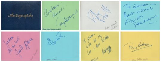 Signed Blue Autograph Album Approx. 20 signatures such as Tony Adams 'Crossroads'. Robin Askwith.