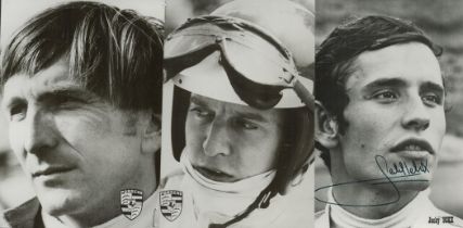 Motor Racing collection three vintage 6x4 vintage black and white post card, One Signed by Jacky