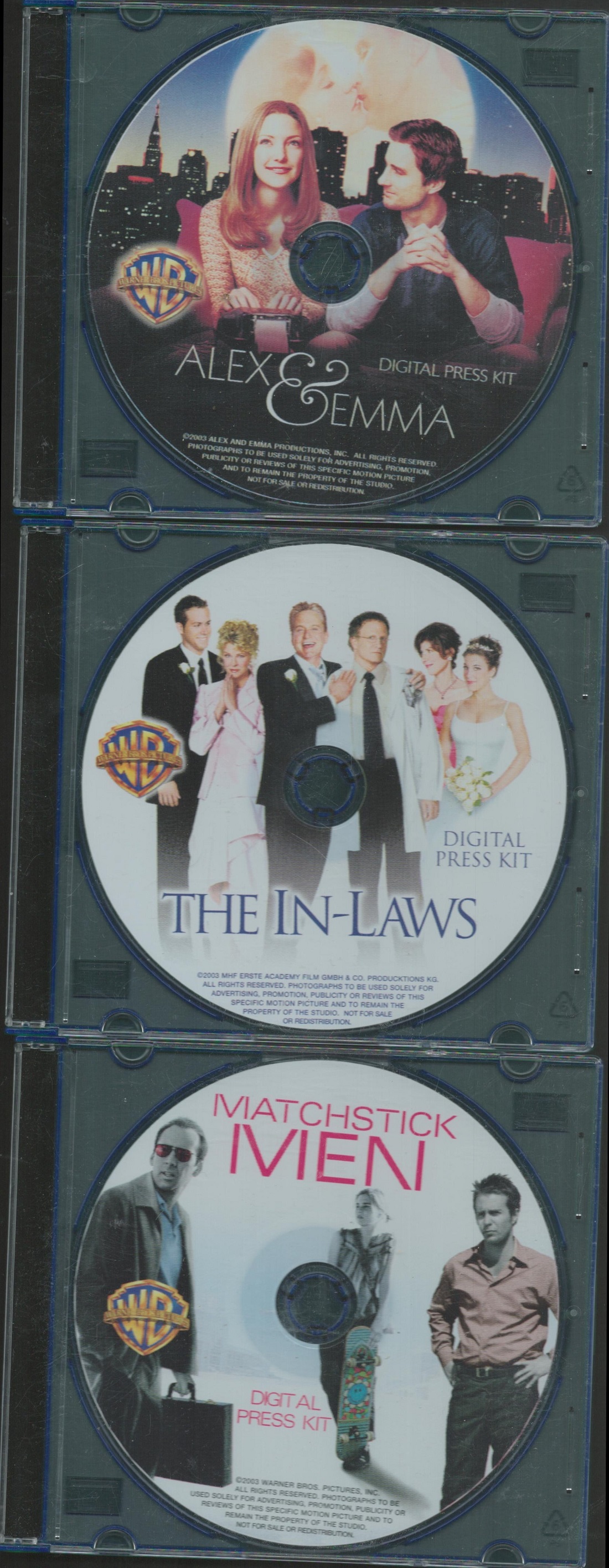 Collection 3 Digital Press Kit. Warner Bros. Films Alex and Emma. The In Laws. Matchstick Men.