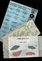 Sport collection 3 multi signed sheets Football and cricket includes Chelsea signed sheet from the