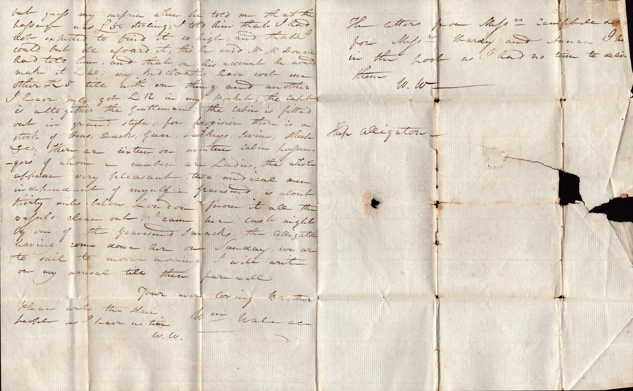 Handwritten Letter from 1817 of Gravesend to Glasgow Milage Mark, Sights Seen and Details on the - Image 2 of 2