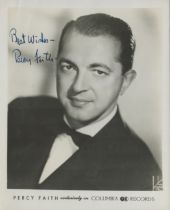 Percy Faith signed 10c8 inch black and white promo photo. Good Condition. All autographs come with a