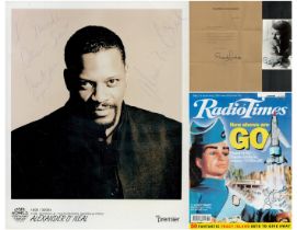 Collection signatures, Alexander O'Neal signed 10x8inch black and white photo, Glenda Jackson TLS