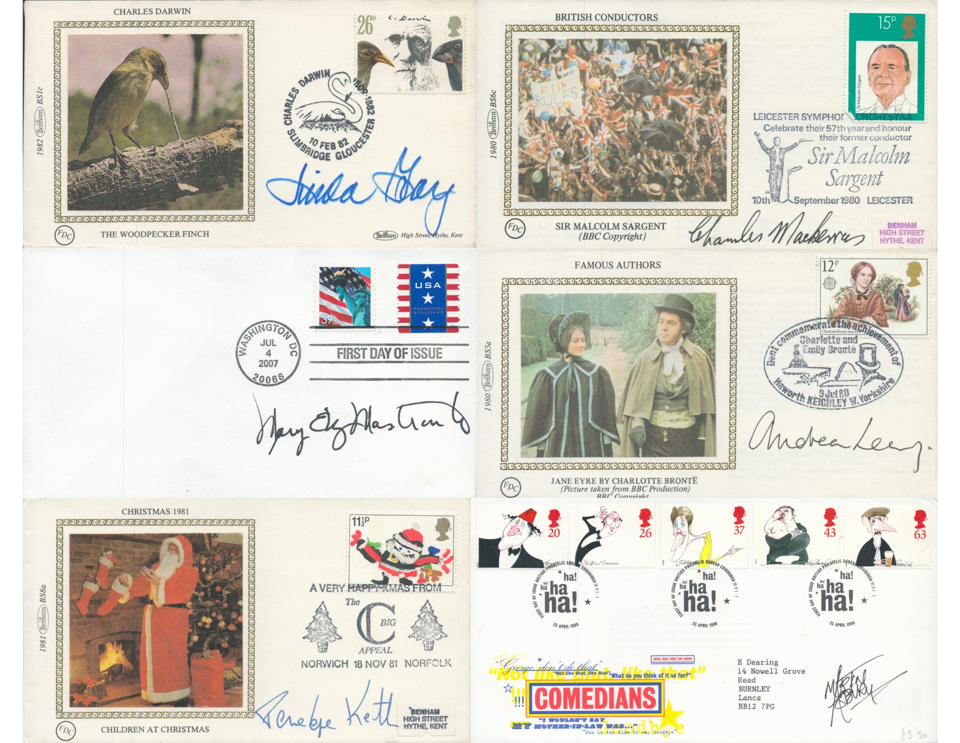 FDC collection, Andrea Levy signed Famous Authors Benham small silk FDC, Penelope Keith signed