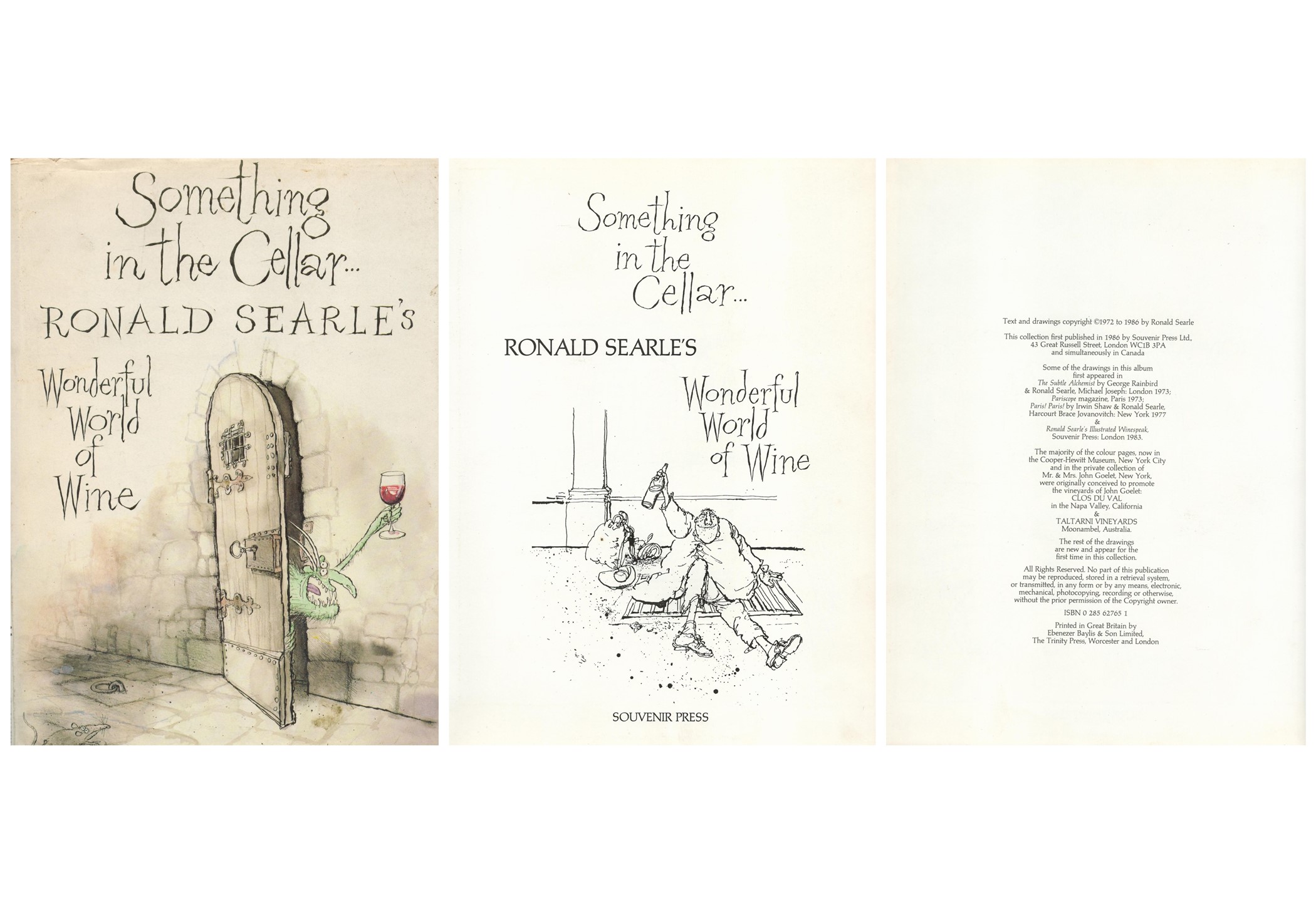 Something in the Cellar by Ronald Searle's hardback book. First edition. Good Condition. All