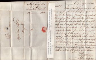 Handwritten Early Letter from 1803 on Sale of Property of Hindostan sent London to Margate. Good