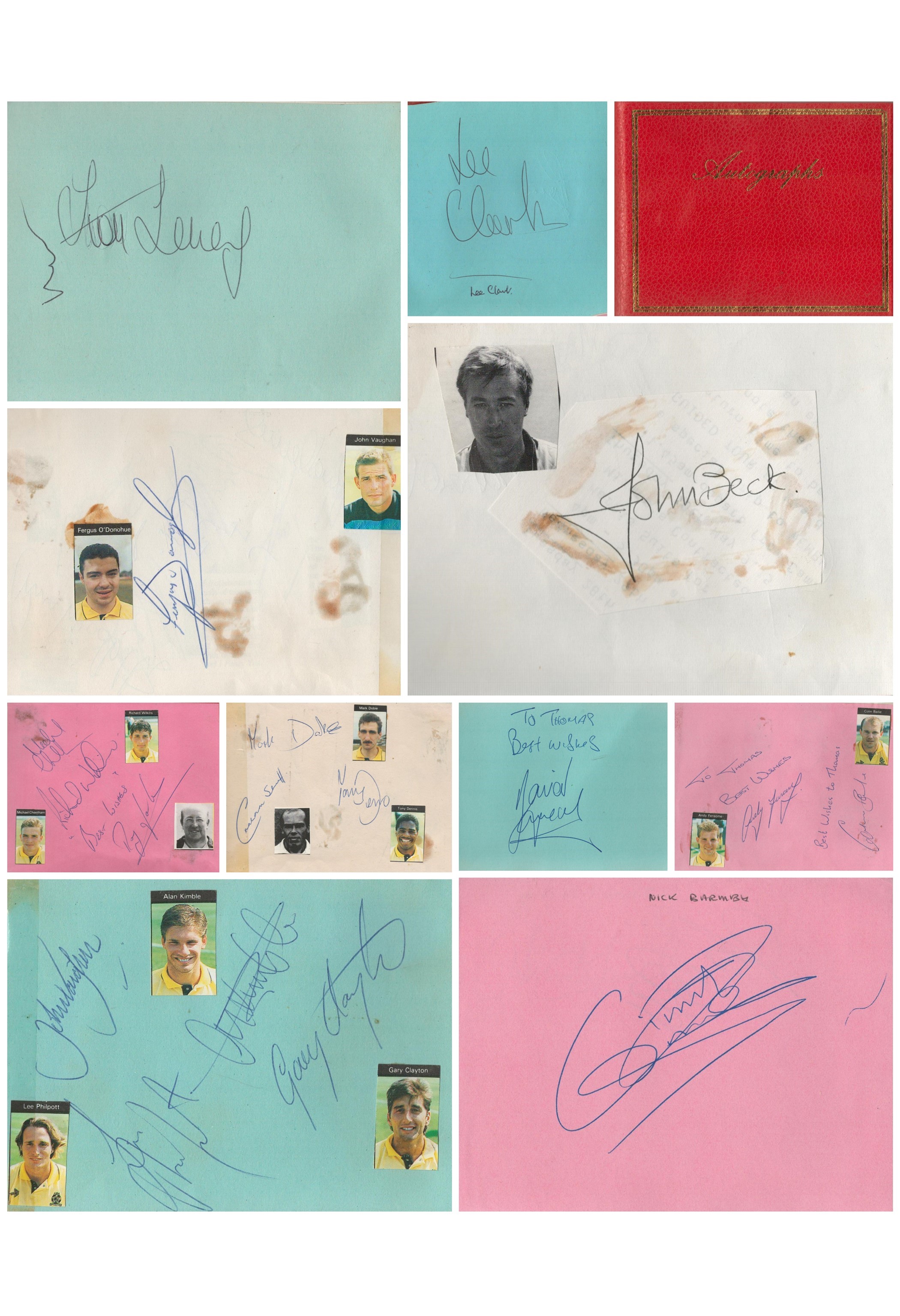Football signed small autograph book. Signatures such as Ron Atkinson, Colin Bailie, Andy Fensome,