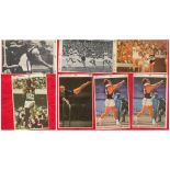 Sport. Collection of 7 ESSO Stickers of Famous Athletes with names including Vera Caslavska, Al